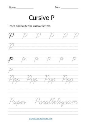 how to write a capital P in cursive